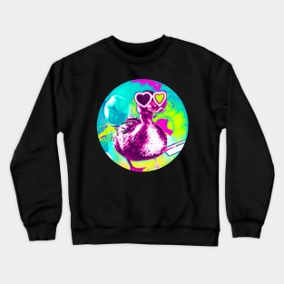 Retro vaporwave duck is hear for your heart Crewneck Sweatshirt